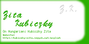 zita kubiczky business card